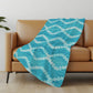 50" X 70" Turquoise And Aqua Geometric Polyester Woven Plush Throw Blanket