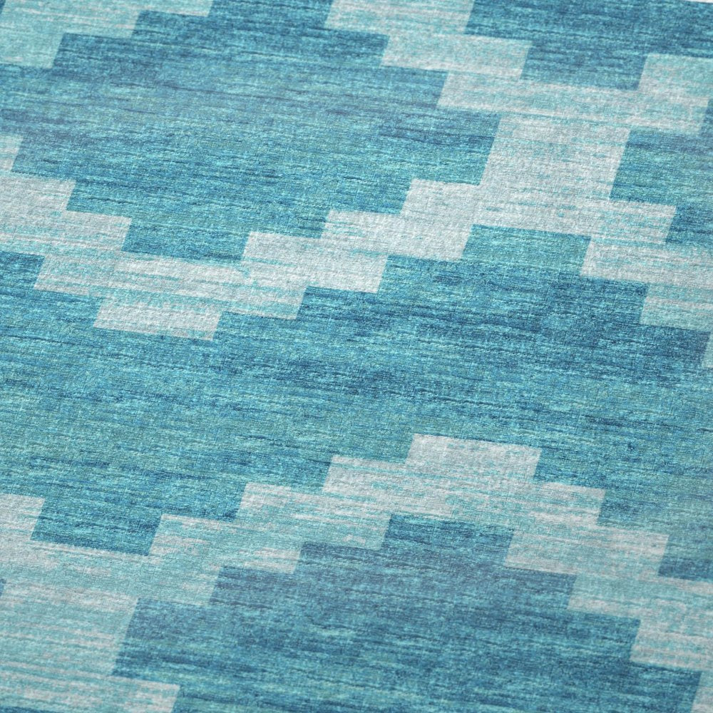 50" X 70" Turquoise And Aqua Geometric Plush Throw Blanket