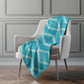 50" X 70" Turquoise And Aqua Geometric Polyester Woven Plush Throw Blanket