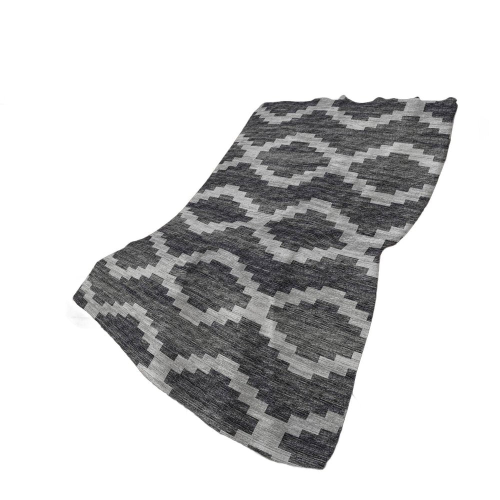50" X 70" Gray And Charcoal Geometric Polyester Woven Plush Throw Blanket