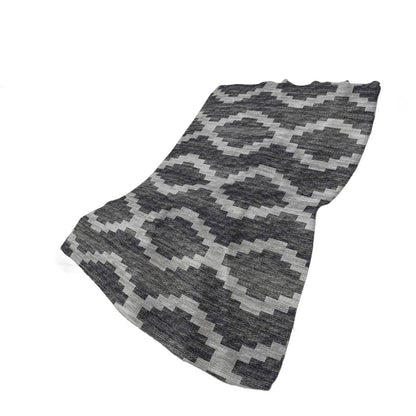 50" X 70" Gray And Charcoal Geometric Polyester Woven Plush Throw Blanket