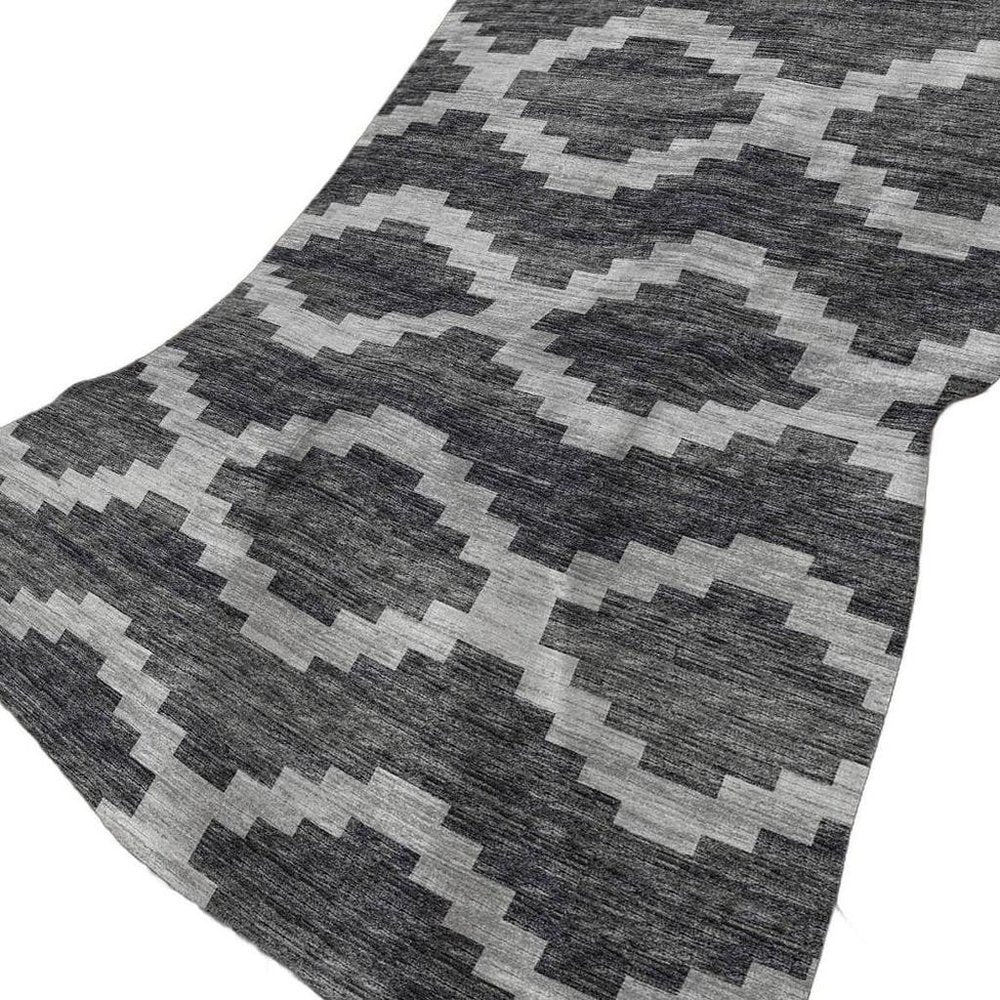 50" X 70" Gray And Charcoal Geometric Polyester Woven Plush Throw Blanket