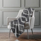 50" X 70" Gray And Charcoal Geometric Polyester Woven Plush Throw Blanket