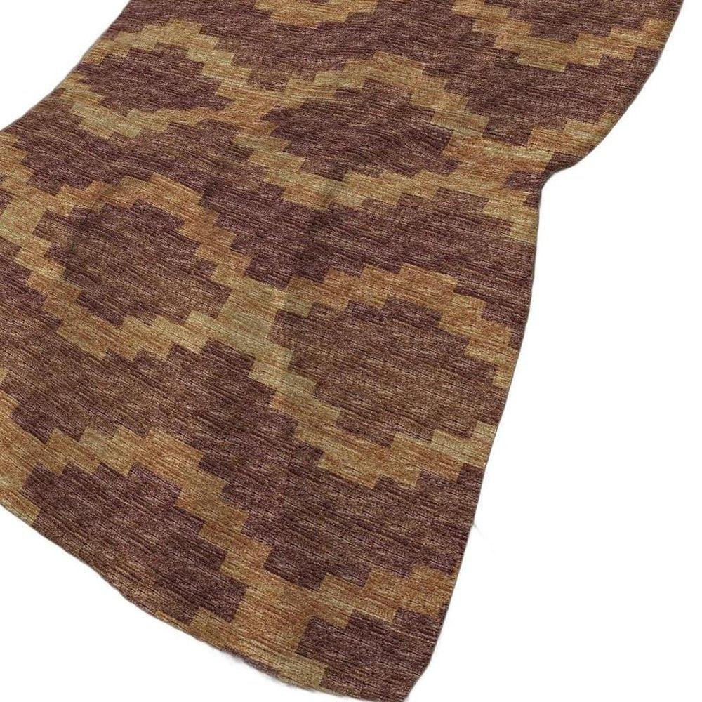 50" X 70" Rust And Gold Geometric Polyester Woven Plush Throw Blanket