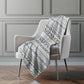50" X 70" Gray Blue And Ivory Geometric Polyester Woven Plush Throw Blanket
