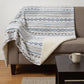 50" X 70" Gray Blue And Ivory Geometric Microfiber Plush Throw Blanket