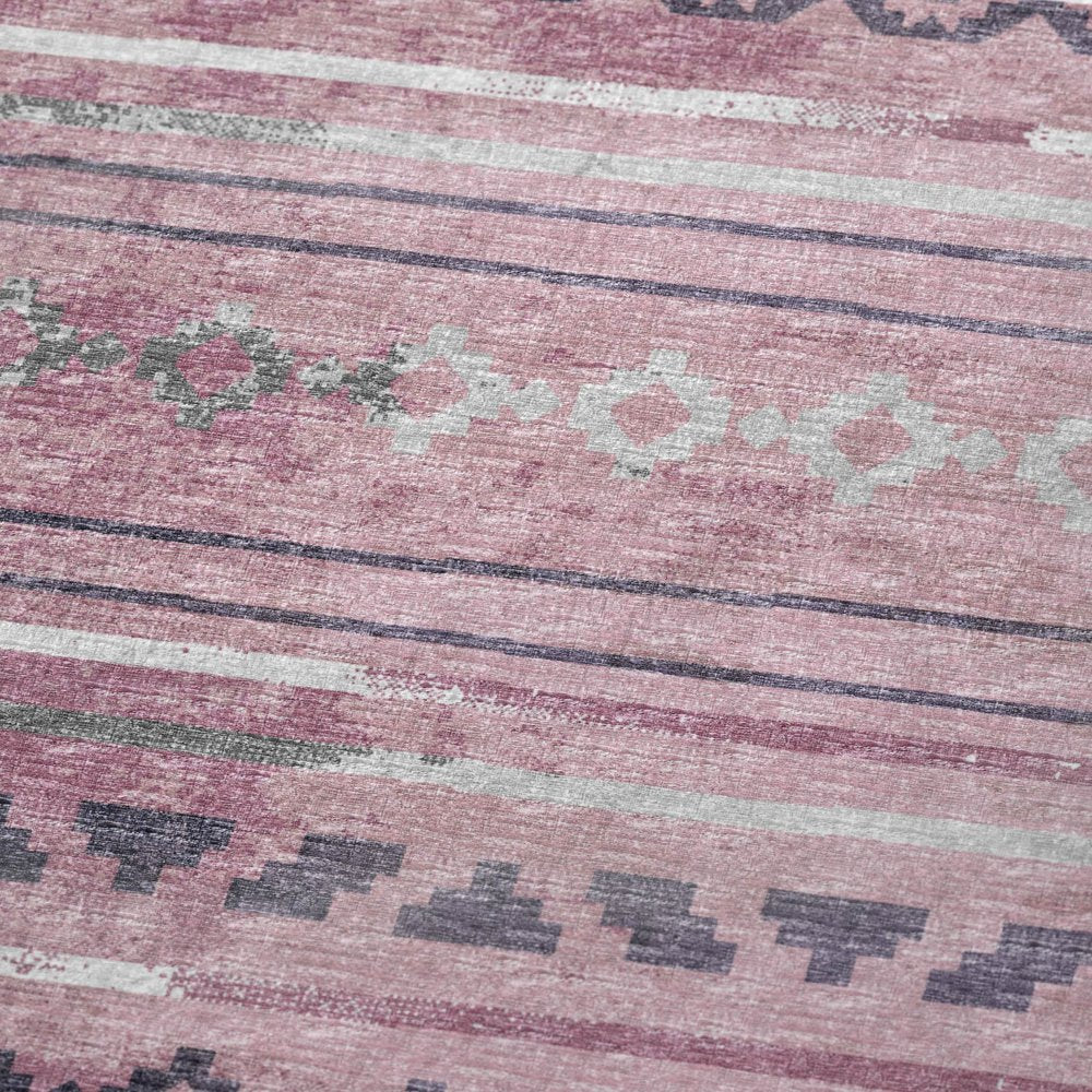 50" X 70" Pink Gray And Ivory Geometric Polyester Woven Plush Throw Blanket