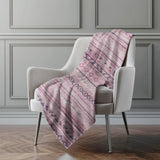50" X 70" Pink Gray And Ivory Geometric Polyester Woven Plush Throw Blanket