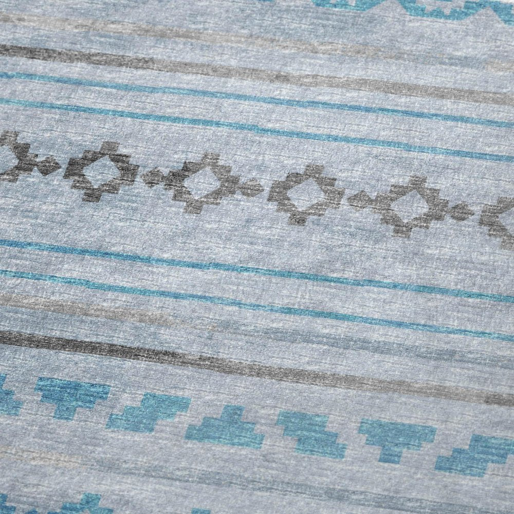 50" X 70" Turquoise And Gray Geometric Microfiber Plush Throw Blanket
