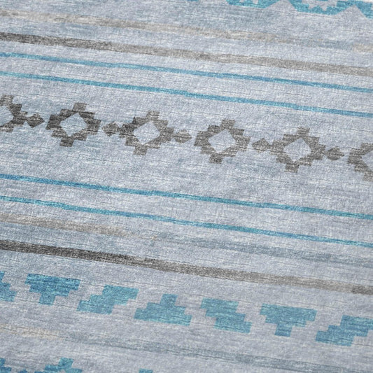50" X 70" Turquoise And Gray Microfiber Geometric Plush Throw Blanket