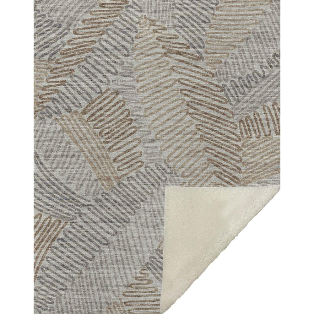 50" X 70" Coffee And Gray Abstract Microfiber Plush Throw Blanket
