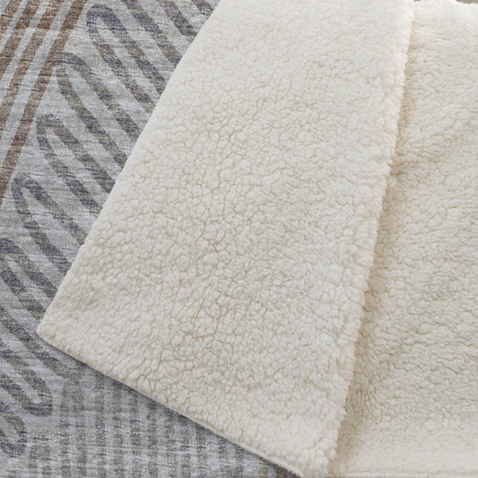 50" X 70" Coffee And Gray Abstract Polyester Woven Plush Throw Blanket