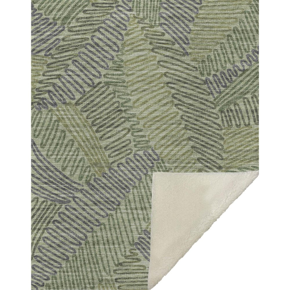 50" X 70" Green And Gray Abstract Microfiber Plush Throw Blanket