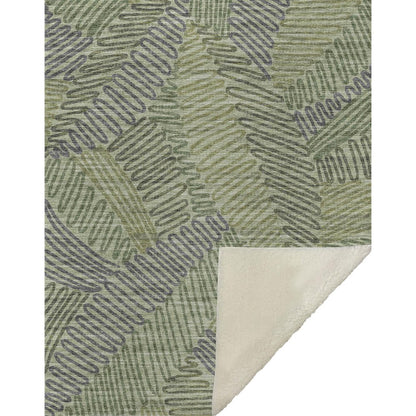 50" X 70" Green And Gray Microfiber Abstract Plush Throw Blanket