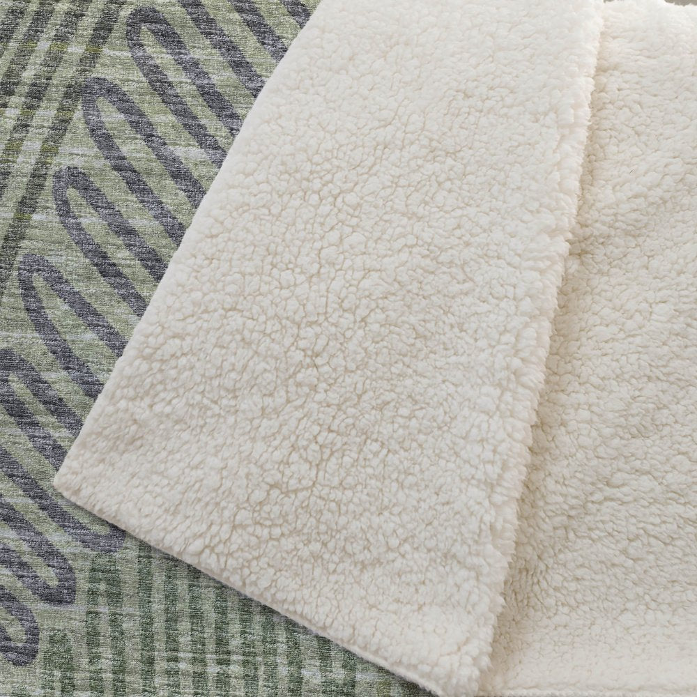 50" X 70" Green And Gray Abstract Polyester Woven Plush Throw Blanket