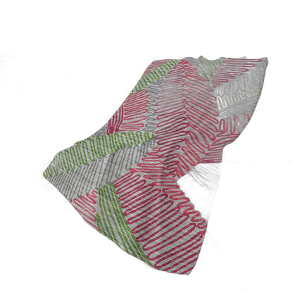 50" X 70" Pink Green And Gray Abstract Polyester Woven Plush Throw Blanket