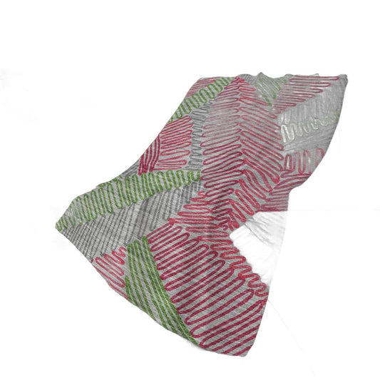 50" X 70" Pink Green And Gray Abstract Polyester Woven Plush Throw Blanket