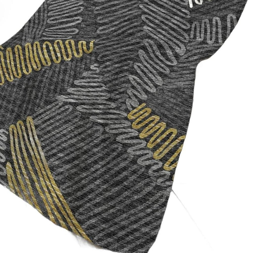 50" X 70" Gray Gold And Charcoal Abstract Polyester Woven Plush Throw Blanket