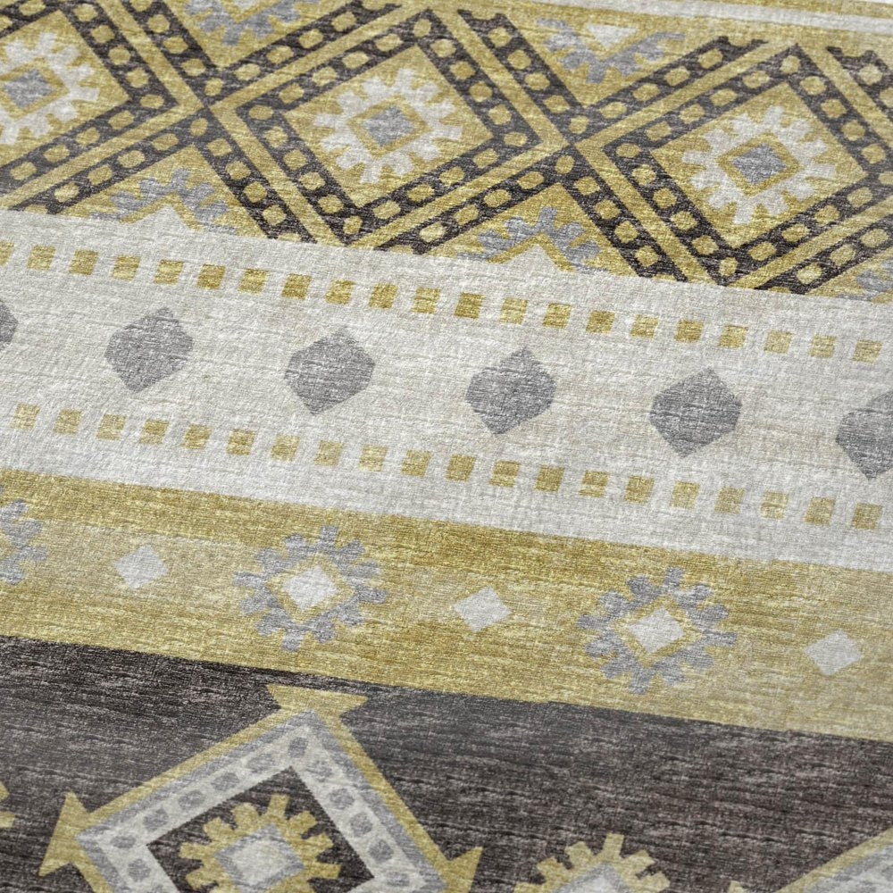 50" X 70" Gold Gray And Ivory Geometric Polyester Woven Plush Throw Blanket