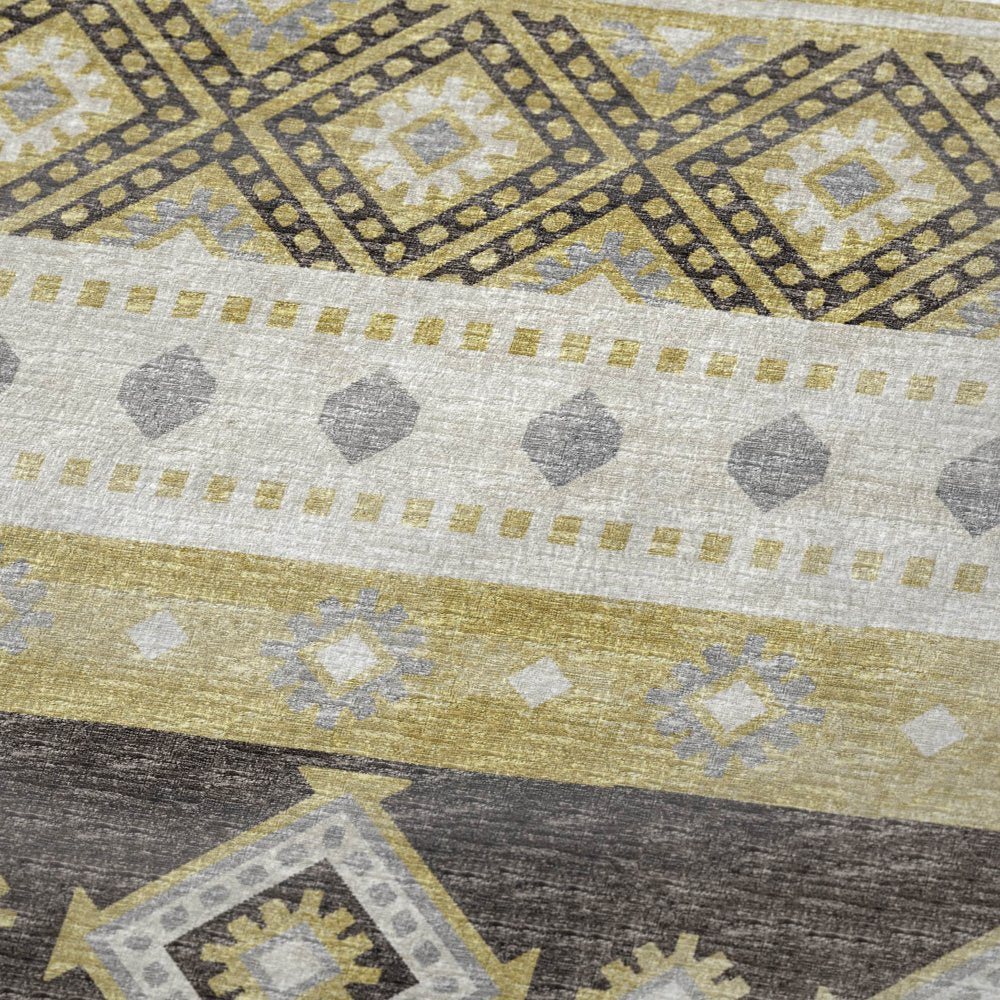 50" X 70" Gold Gray And Ivory Geometric Polyester Woven Plush Throw Blanket