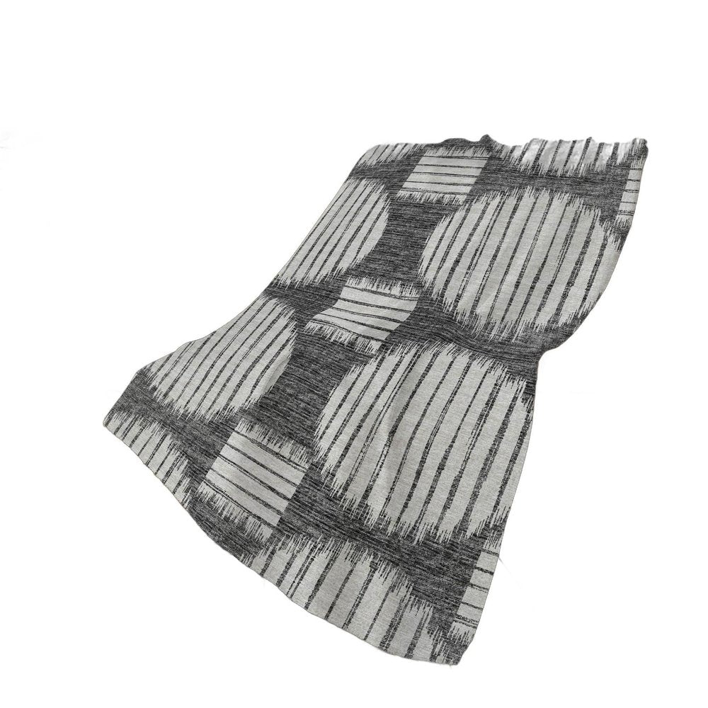 50" X 70" Gray And Ivory Geometric Polyester Woven Plush Throw Blanket