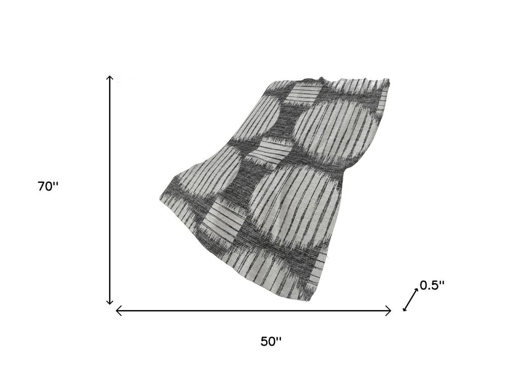 50" X 70" Gray And Ivory Geometric Polyester Woven Plush Throw Blanket