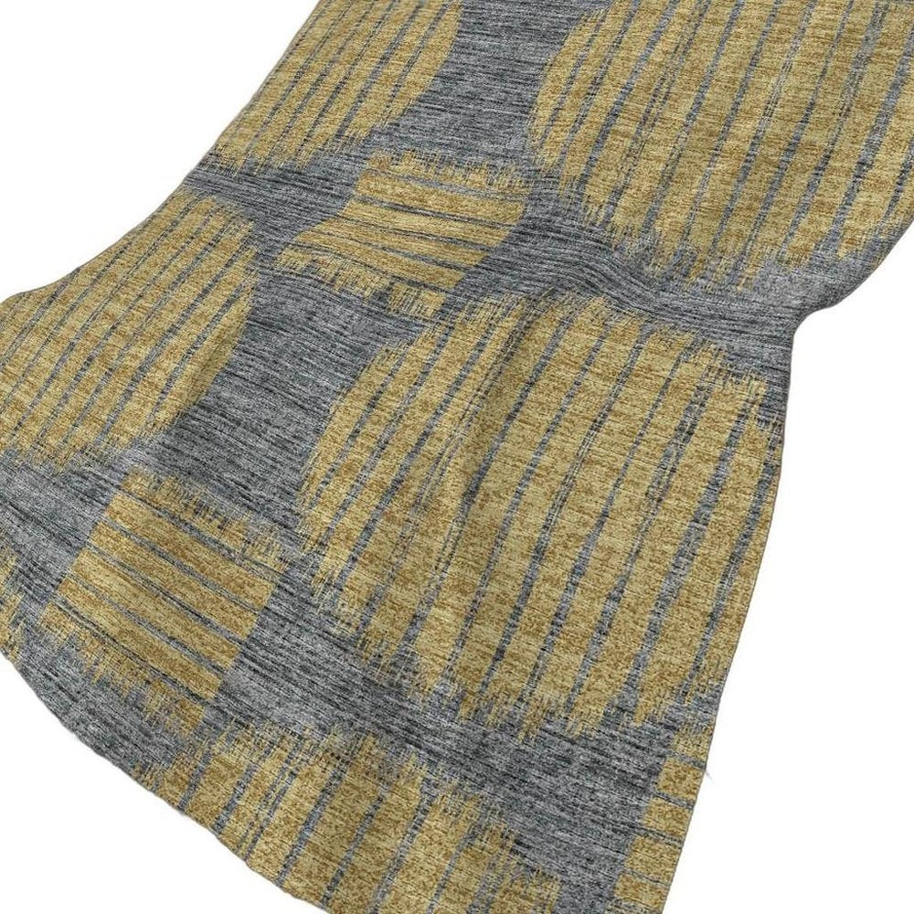 50" X 70" Gray And Gold Geometric Polyester Woven Plush Throw Blanket