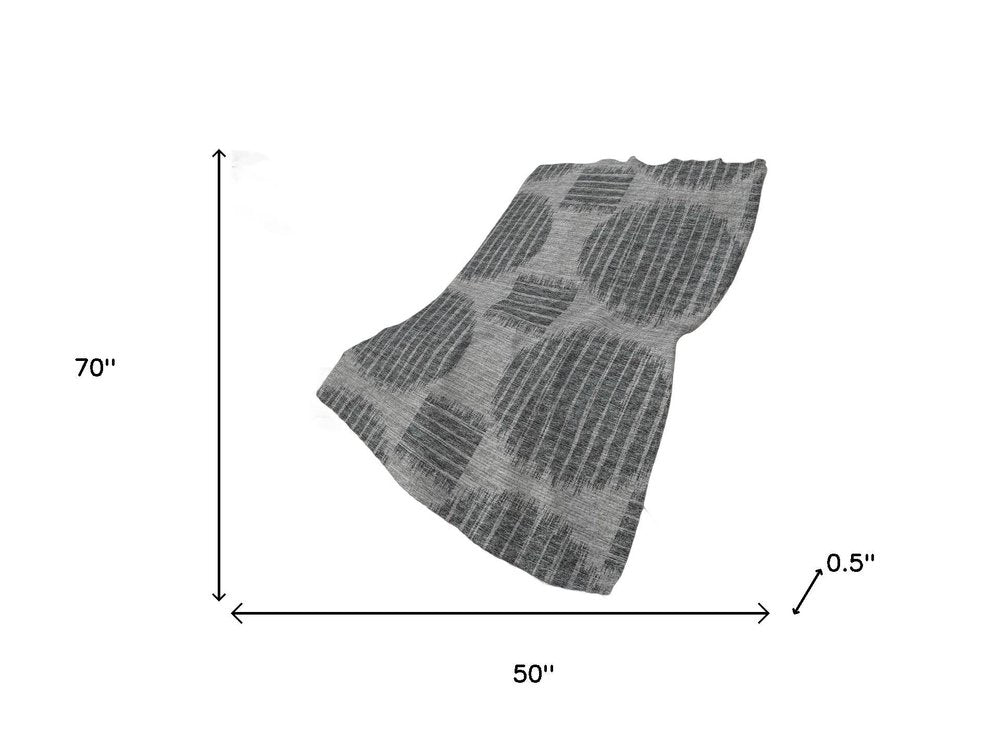 50" X 70" Charcoal And Gray Geometric Polyester Woven Plush Throw Blanket