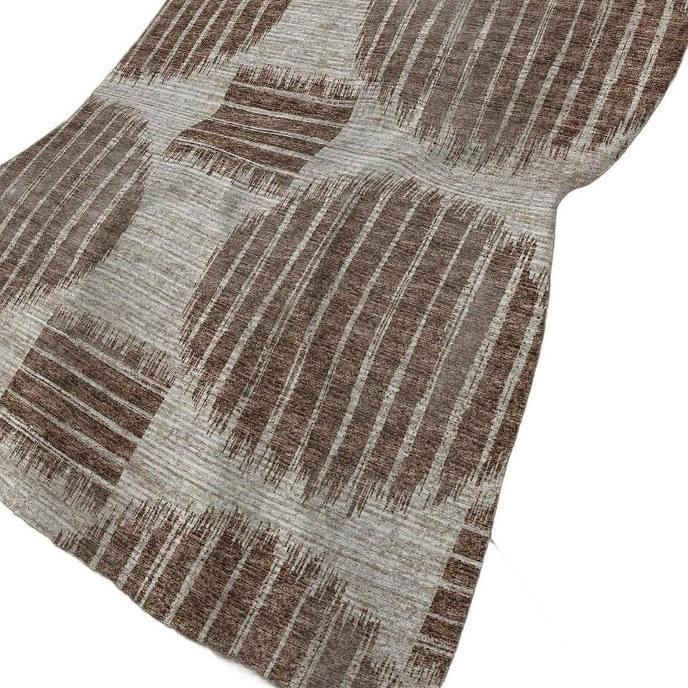 50" X 70" Brown And Beige Geometric Polyester Woven Plush Throw Blanket