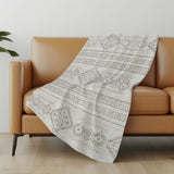 50" X 70" Taupe And Ivory Geometric Polyester Woven Plush Throw Blanket