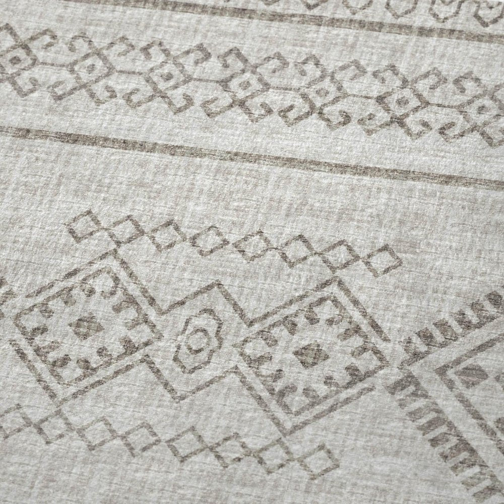 50" X 70" Taupe And Ivory Microfiber Geometric Plush Throw Blanket