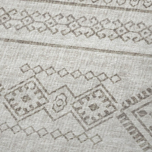 50" X 70" Taupe And Ivory Microfiber Geometric Plush Throw Blanket