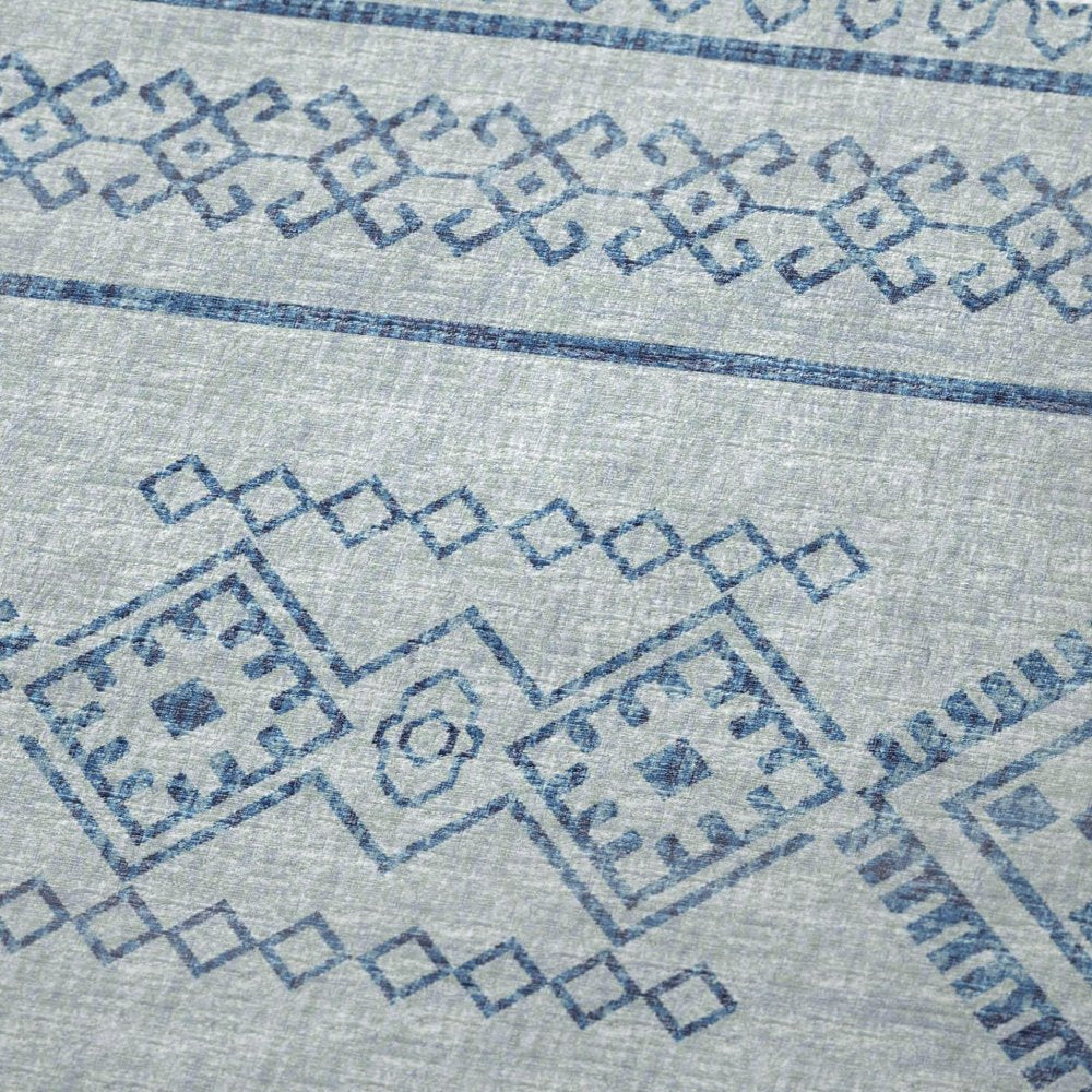 50" X 70" Blue And Light Blue Microfiber Geometric Plush Throw Blanket