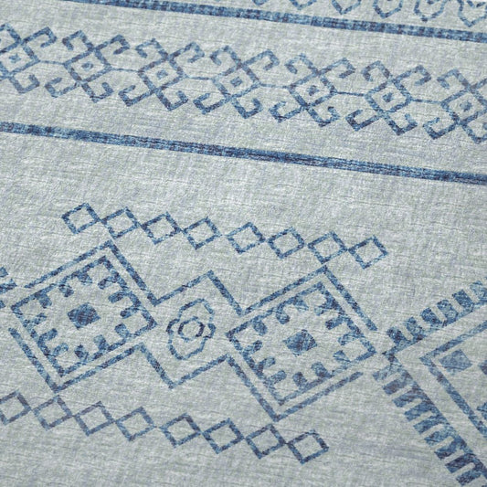 50" X 70" Blue And Light Blue Geometric Polyester Woven Plush Throw Blanket