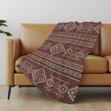 50" X 70" Rust And Ivory Geometric Polyester Woven Plush Throw Blanket