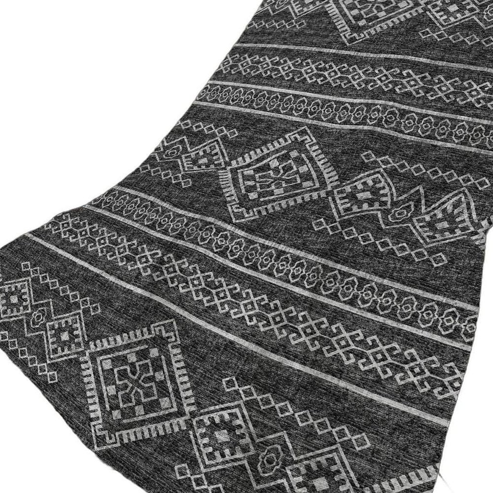 50" X 70" Gray And Charcoal Geometric Polyester Woven Plush Throw Blanket