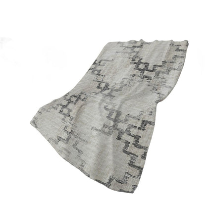 50" X 70" Taupe And Ivory Abstract Polyester Woven Plush Throw Blanket