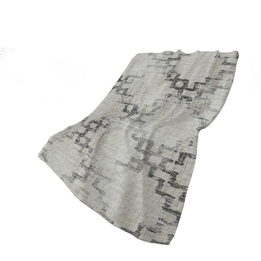 50" X 70" Taupe And Ivory Abstract Polyester Woven Plush Throw Blanket