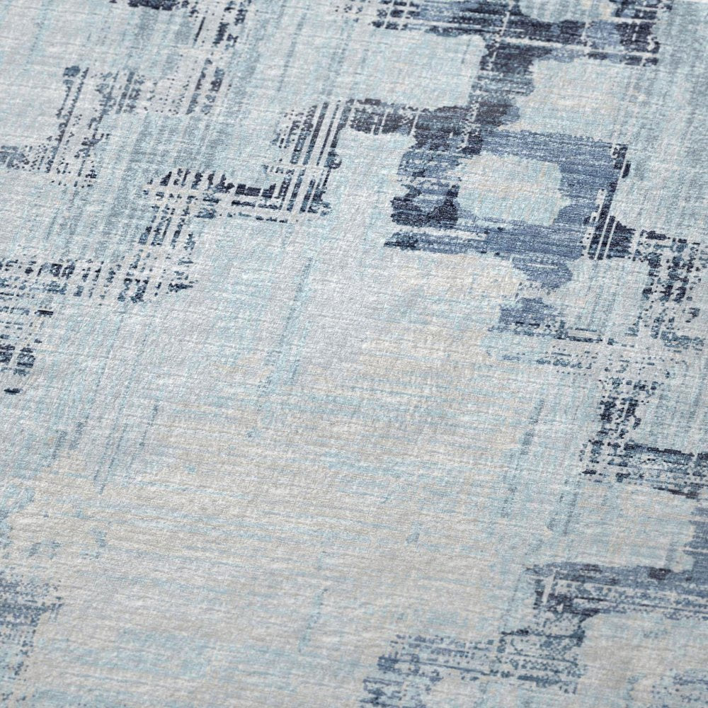 50" X 70" Blue And Ivory Abstract Plush Throw Blanket