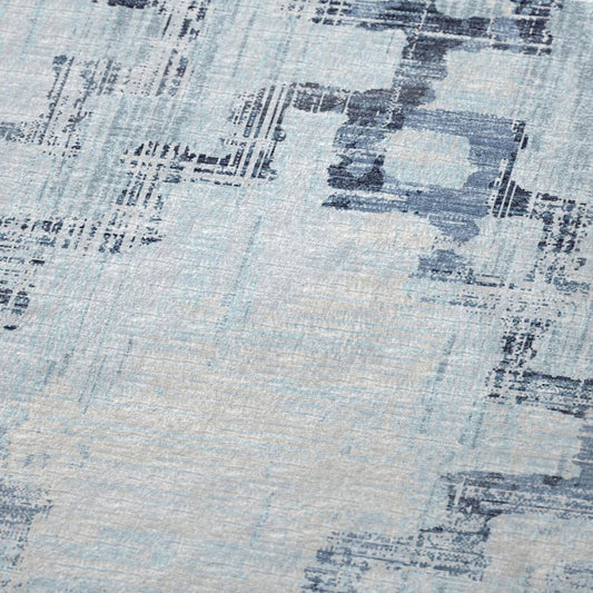 50" X 70" Blue And Ivory Abstract Plush Throw Blanket