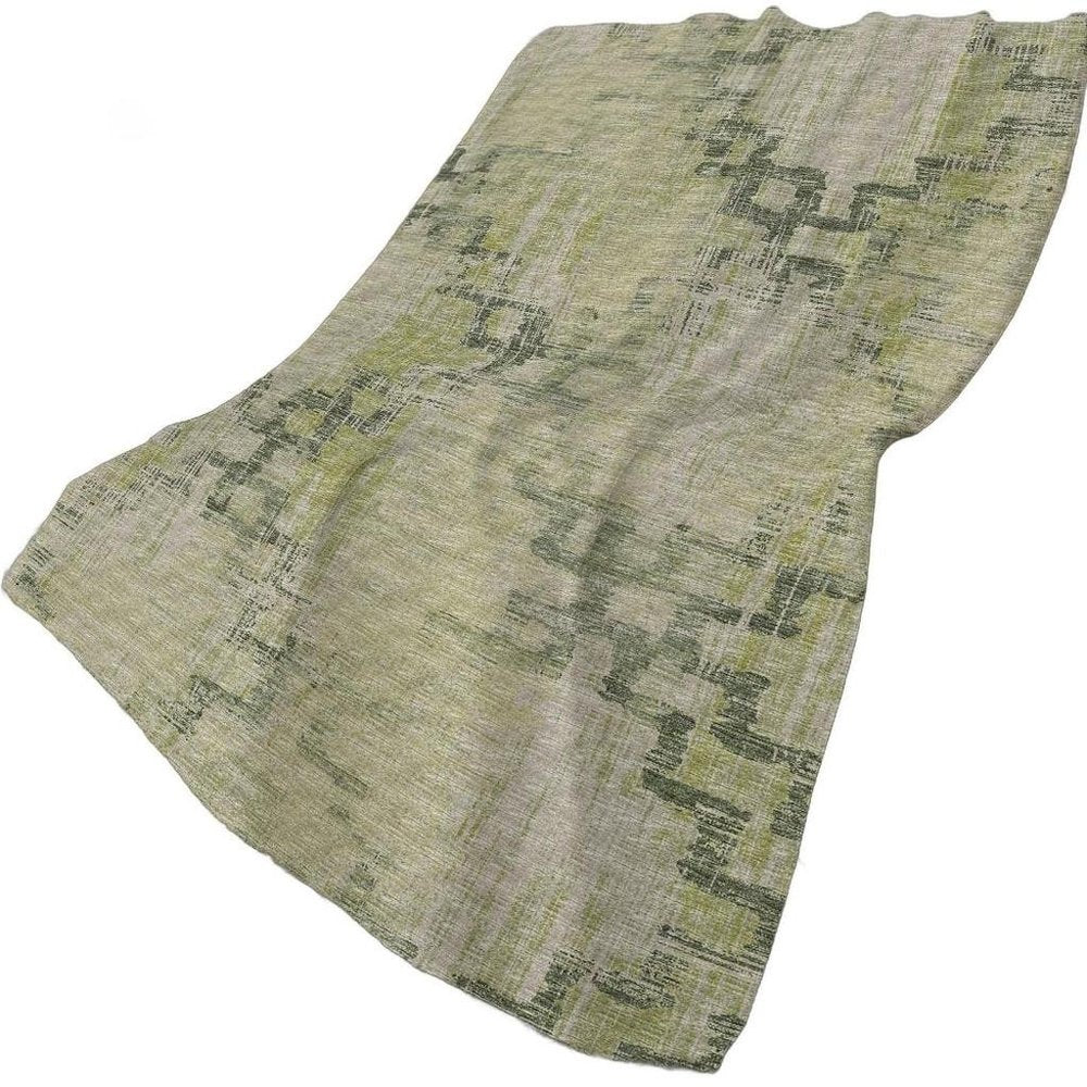 50" X 70" Green And Beige Abstract Polyester Woven Plush Throw Blanket