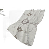 50" X 70" Taupe And Ivory Floral Polyester Woven Plush Throw Blanket
