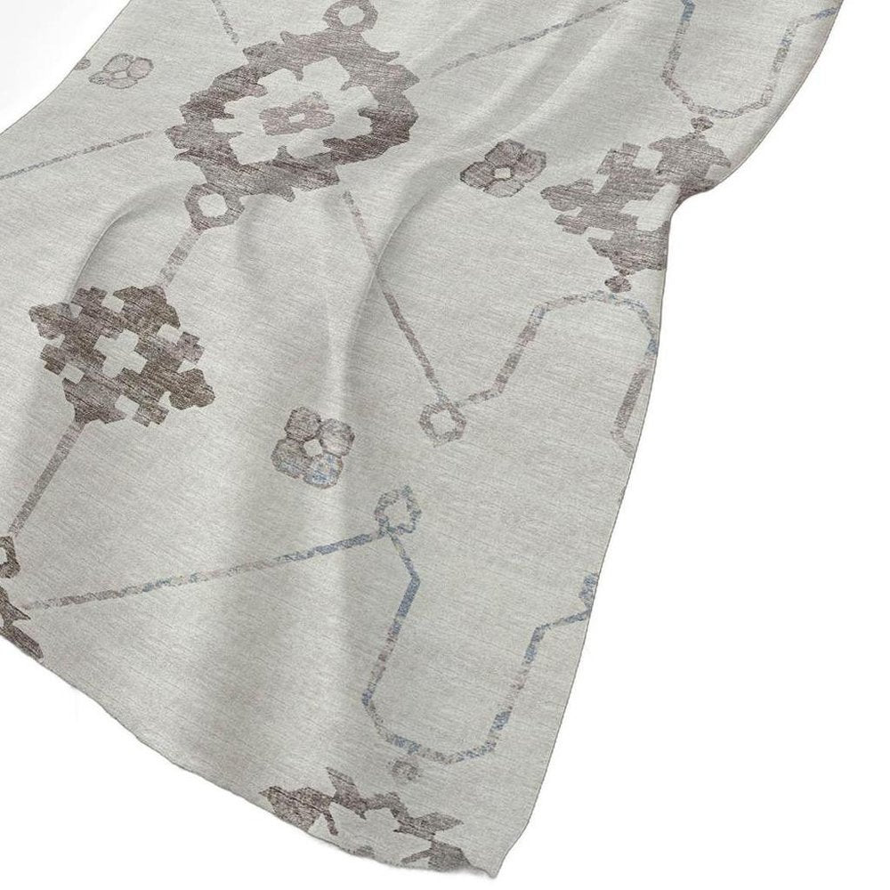 50" X 70" Taupe And Ivory Floral Polyester Woven Plush Throw Blanket