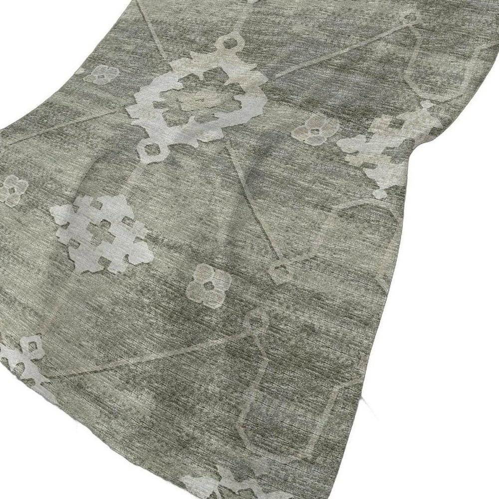 50" X 70" Olive Green And Beige Floral Polyester Woven Plush Throw Blanket
