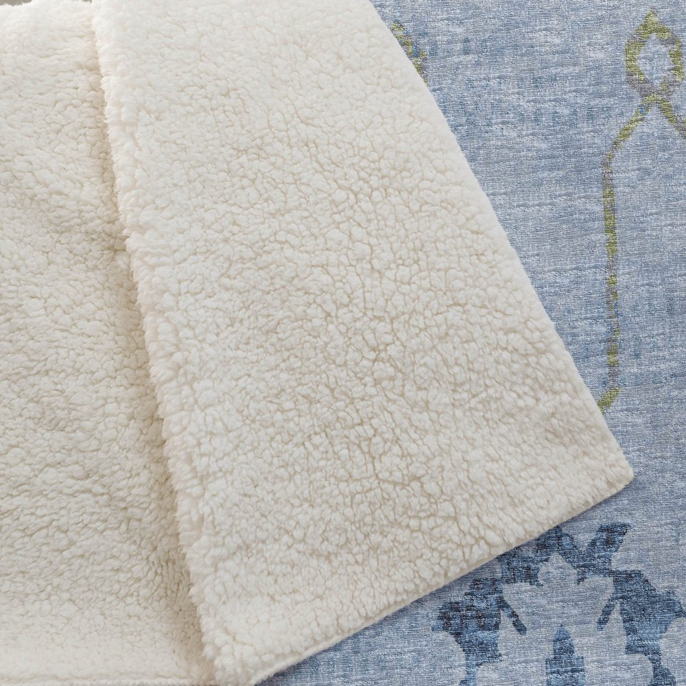 50" X 70" Blue And Light Blue Floral Polyester Woven Plush Throw Blanket