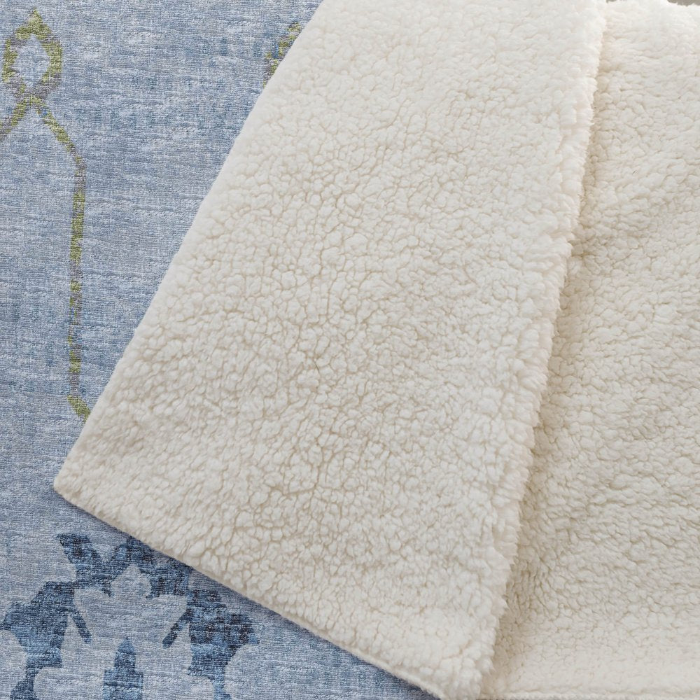 50" X 70" Blue And Light Blue Floral Polyester Woven Plush Throw Blanket