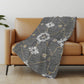 50" X 70" Gray Ivory And Gold Floral Polyester Woven Plush Throw Blanket