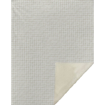 50" X 70" Linen And Ivory Houndstooth Microfiber Plush Throw Blanket