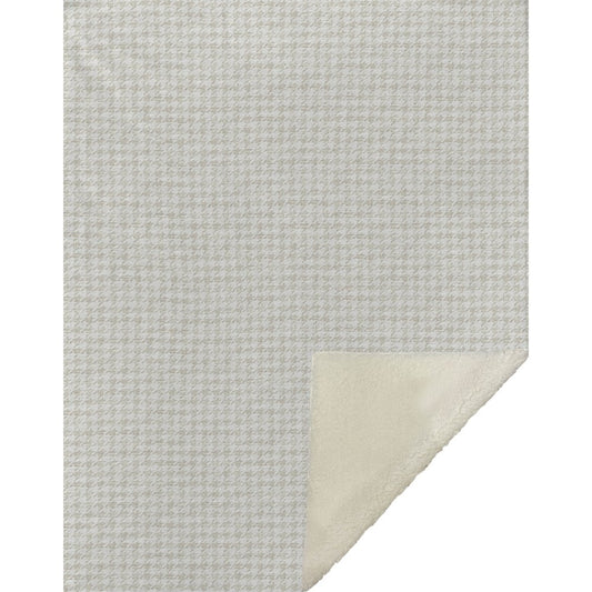 50" X 70" Linen And Ivory Microfiber Houndstooth Plush Throw Blanket