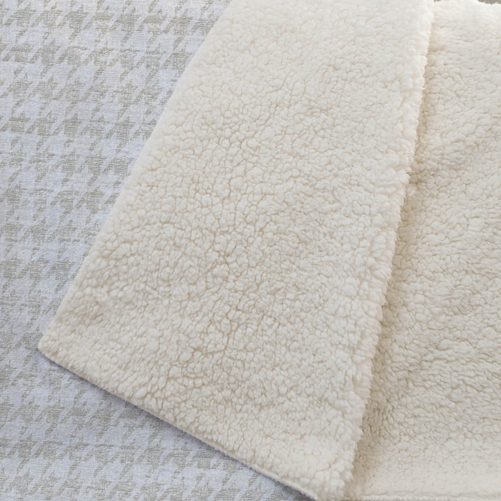 50" X 70" Linen And Ivory Houndstooth Polyester Woven Plush Throw Blanket